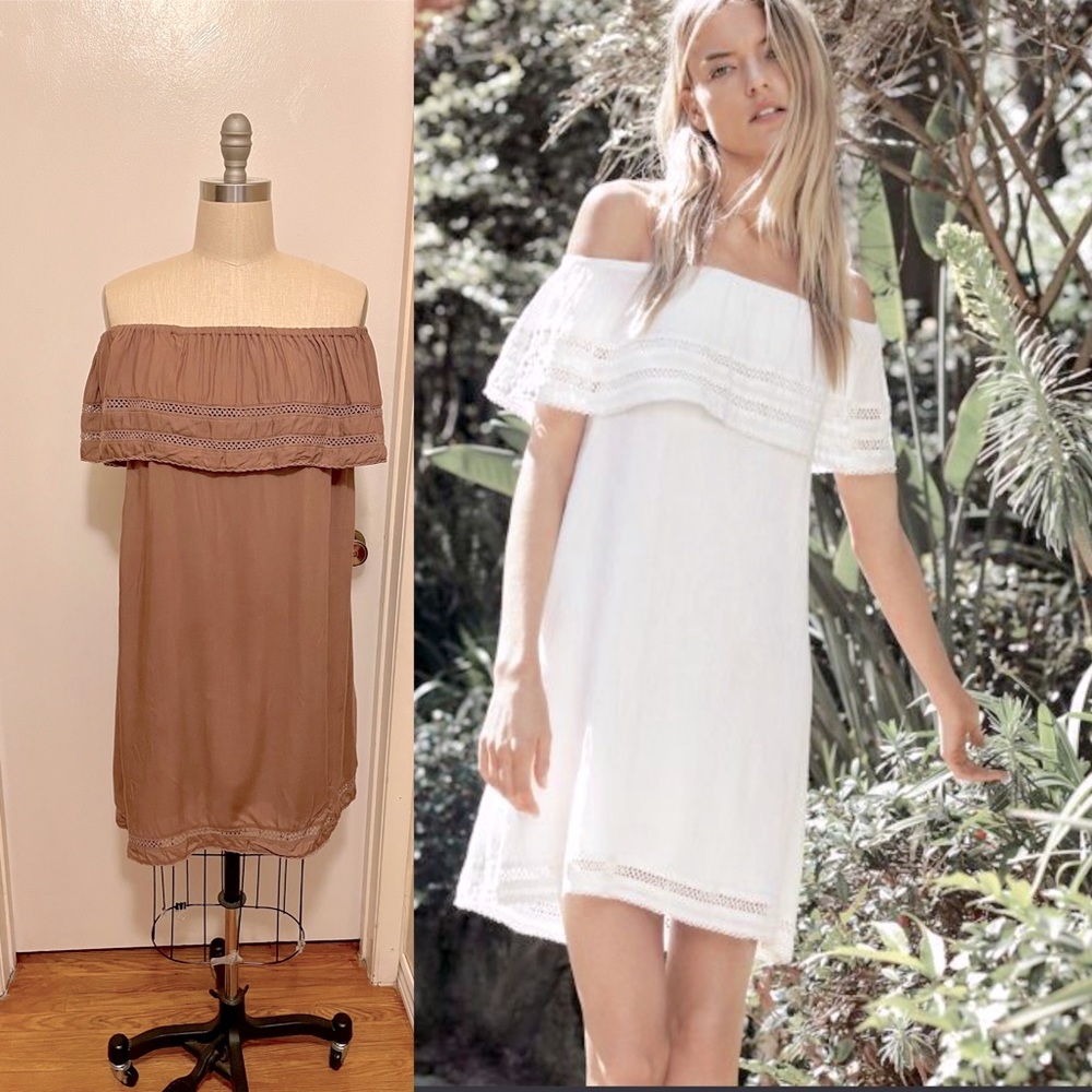 WILFRED EMMIE Brown Off the Shoulder BOHO Style Dress! SIZE MEDIUM!